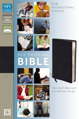 NIV, Thinline Bible, Bonded Leather, Black, Red Letter Edition