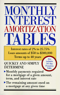 Image for Monthly Interest Amortization Tables: Interest Rates of 2% to 25.75%, Loan Amounts of (dollars)50 to (dollars)300, 000, Terms Up to 40 Years