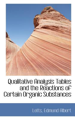 Qualitative Analysis Tables and the Reactions of Certain Organic Substances