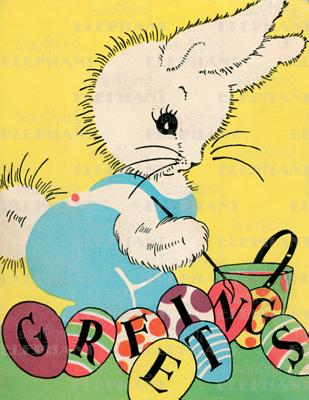 Rabbit w/ Paint Brush - Easter Greeting Card Image for Rabbit w/ Paint Brush - Easter Greeting Card