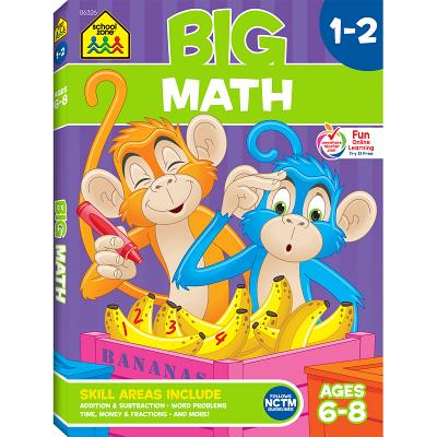 School Zone - Big Math 1-2 Workbook - 320 Pages, Ages 6 to 8, 1st Grade, 2nd Grade, Addition, Subtraction, Word Problems, Time, Money, Fractions, and More (School Zone Big Workbook Series)