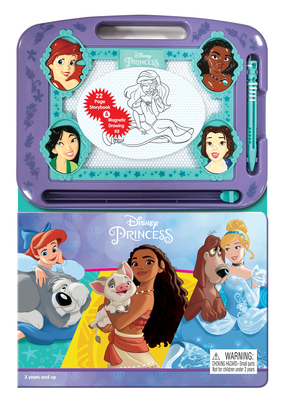 Disney Princess Read & Doodle - Learning resources for kids, a magnetic drawing pad, an easy-to-use pen, 22-page board book for reading and drawing