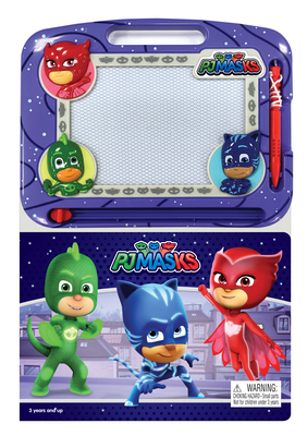 PJ Masks Read & Doodle - Learning resources for kids, a magnetic drawing pad, an easy-to-use pen, 22-page board book for reading and drawing