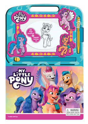 My Little Pony Read & Doodle - Learning resources for kids, a magnetic drawing pad, an easy-to-use pen, 22-page board book for reading and drawing